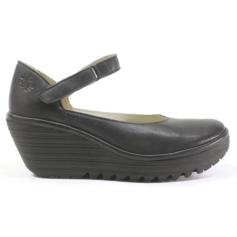 Fly London YAWO345FLY Mousse Leather Women's Hook and loop Shoes - Black - Size:US 6.5-7 Women