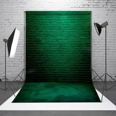 Dark Green Retro Bricks Wall Photography Backdrop - Aperturee