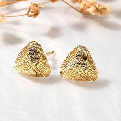 Brass Triangle Stud Earrings