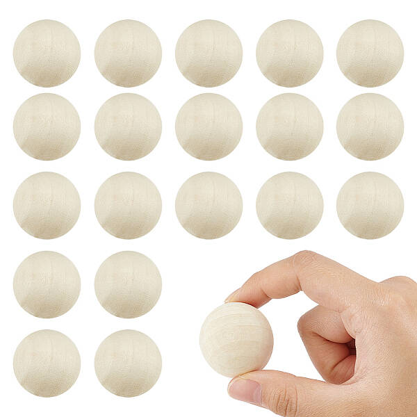 20Pcs Natural Wooden Round Ball