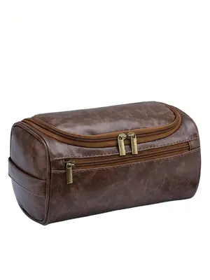 Unisex Elegant Large Capacity Makeup Bag, Portable PU Leather Cosmetic Bag for Toiletry, Simple Makeup Storage Bag for Travel...