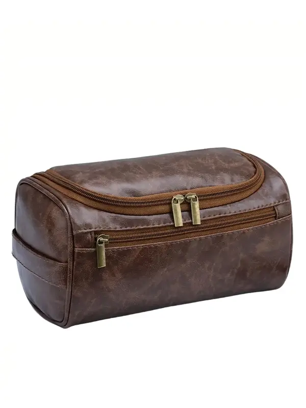 Unisex Elegant Large Capacity Makeup Bag, Portable PU Leather Cosmetic Bag for Toiletry, Simple Makeup Storage Bag for Travel...