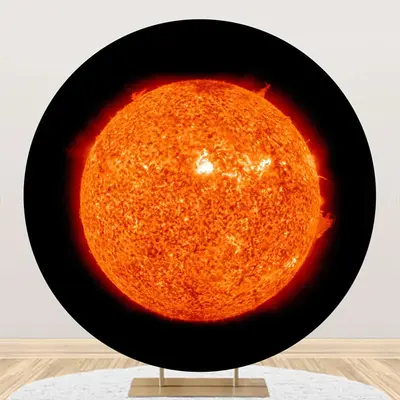 Scorching Solar System Sun Round Birthday Backdrop - Aperturee