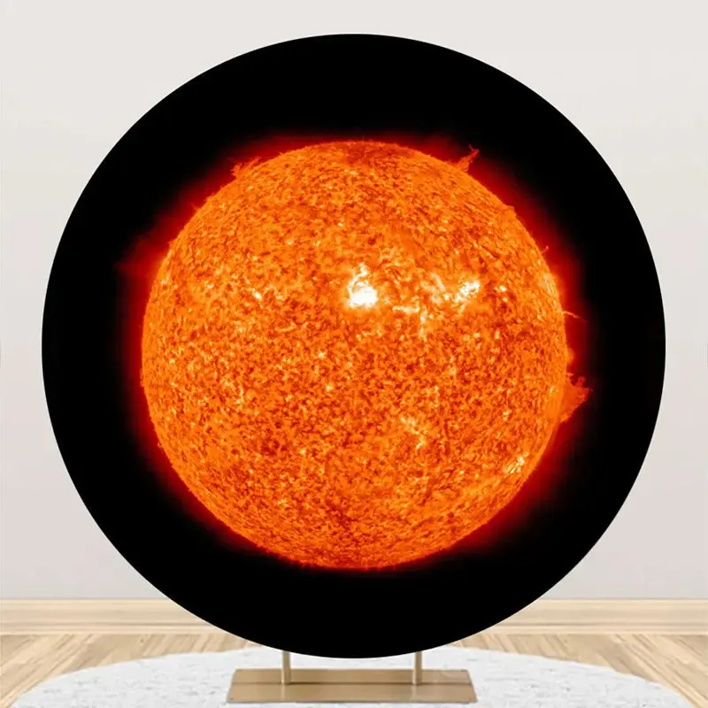 Scorching Solar System Sun Round Birthday Backdrop - Aperturee