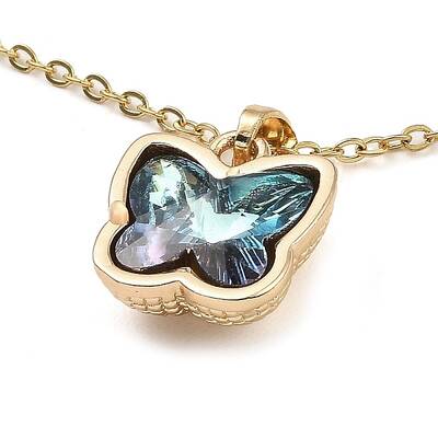 Butterfly Glass Pendant Necklaces