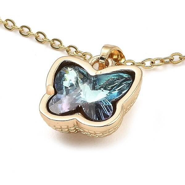 Butterfly Glass Pendant Necklaces