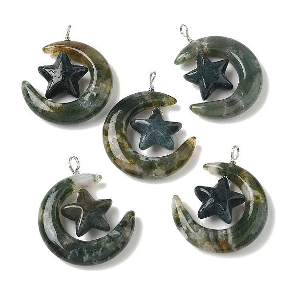 Natural Moss Agate Pendants