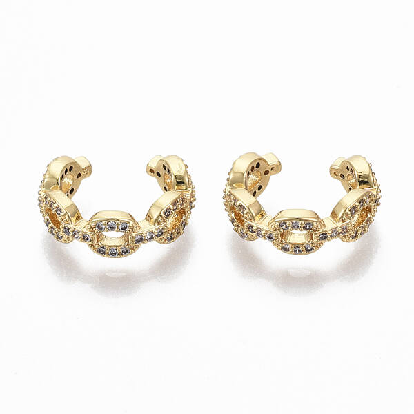 Brass Cubic Zirconia Cuff Earrings