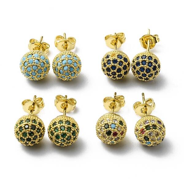 Rhinestone Disco Ball Stud Earrings