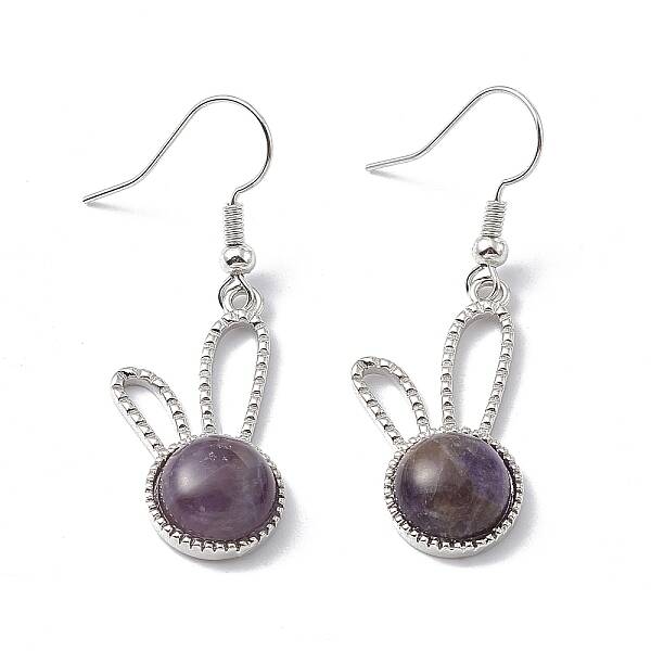 Natural Amethyst Rabbit Dangle Earrings