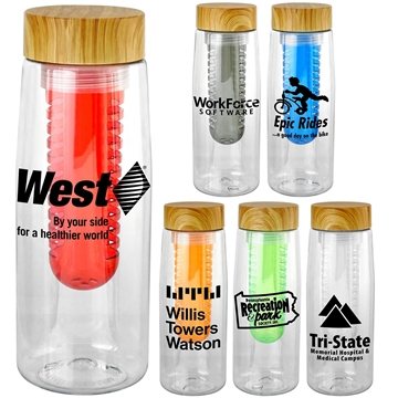 50 Promotional Bamboo Pattern 25 oz Clear Contour Bottle with ...