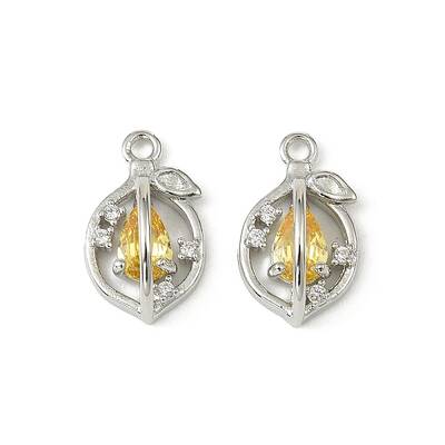 Brass Micro Pave Cubic Zirconia Pendants