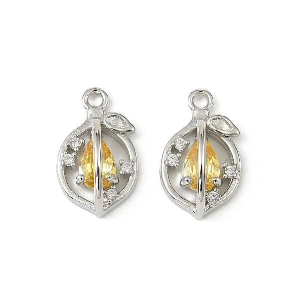 Brass Micro Pave Cubic Zirconia Pendants