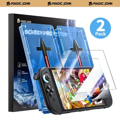 NEW - MAGIC JOHN Auto-Alignment OneTouch for Nintendo Switch 2 Screen Protector 7.9'' 2025 Tempered Glass, Accessories, 30 se...