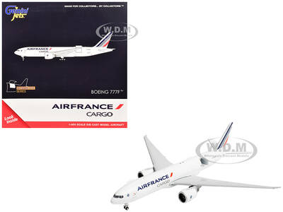 Boeing 777F Commercial Aircraft Air France Cargo (F-GUOC) White with Red and Blue Striped Tail Interactive Series 1/400 D...