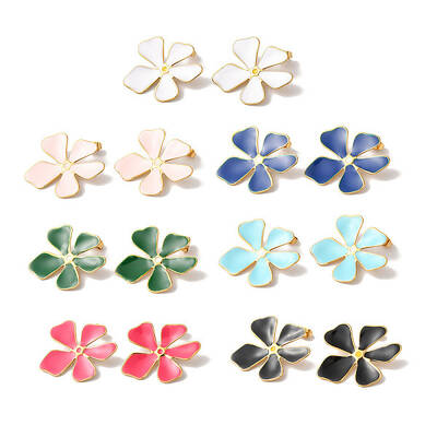 Flower Golden Ion Plating(IP) 304 Stainless Steel Stud Earrings for Women