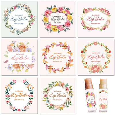 10 Sheets Paper Lip Balm Adhesive Label Stickers