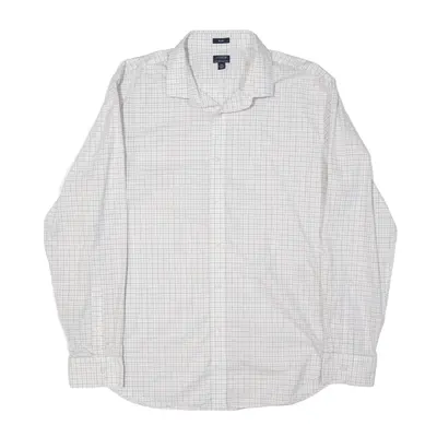 J CREW Slim Flex Wrinkle Free Shirt White Check Long Sleeve Mens XL