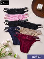 Women's Rhinestone Letter Tape High Waist Panty, Regular Fit Soft Comfy Breathable Contrast Lace Knicker for Daily Wear, Unde...