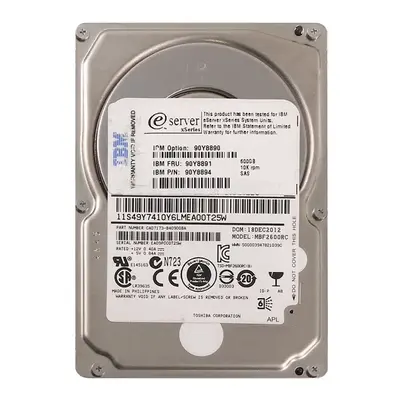 90Y8894 IBM 600GB 6Gb/s SAS 10000 2.5-inch 64MB Hard Drive