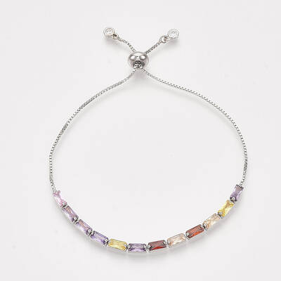 Adjustable Brass Cubic Zirconia Slider Bracelets