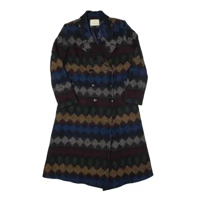 HAJIL Pea Coat Black Geometric Womens XS