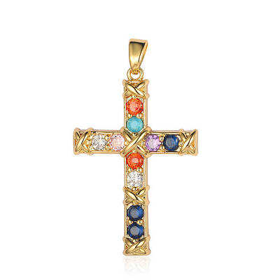 Brass Micro Pave Colorful Cubic Zirconia Pendants