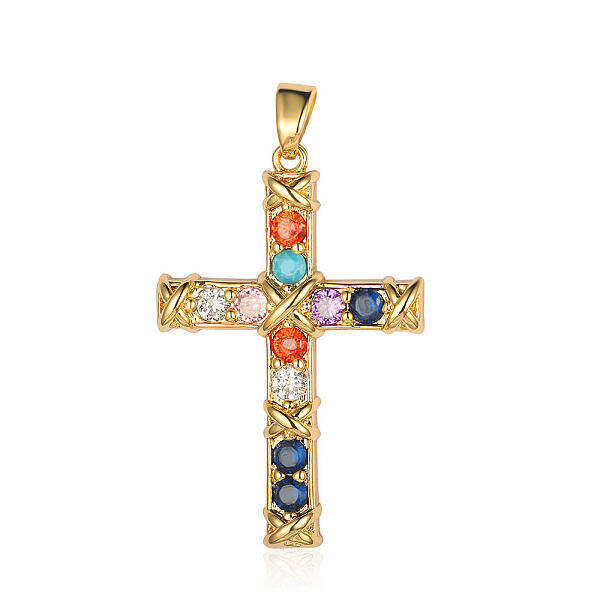 Brass Micro Pave Colorful Cubic Zirconia Pendants