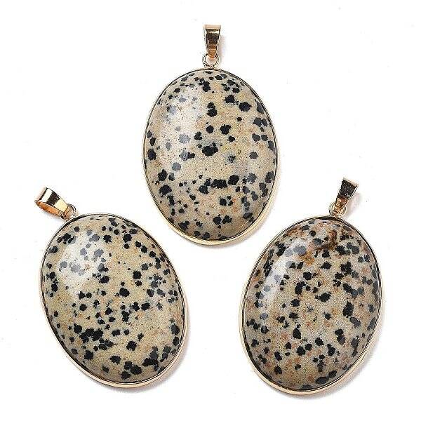 Electroplate Natural Dalmatian Jasper Pendants