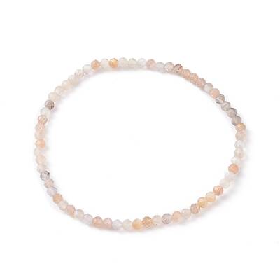 3mm Natural Moonstone Beads Stretch Bracelet for Girl Women