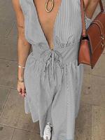 Women's Striped Print Dress, Boho Casual Sleeveless Dress for Beach Holiday Vacation, Ladies Summer Clothes