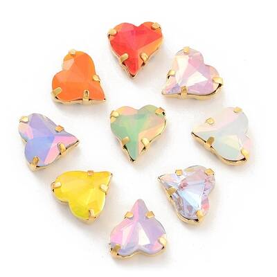 Heart Opal Sew On Rhinestones