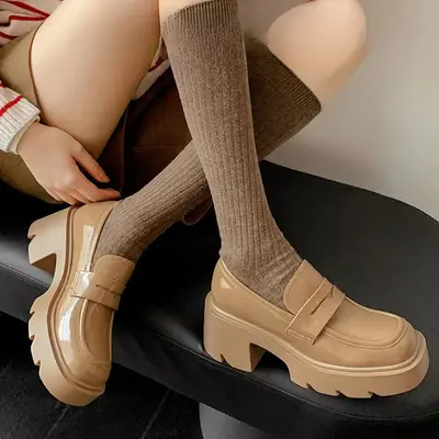 CHIKO Daniela Square Toe Block Heels Loafers Shoes