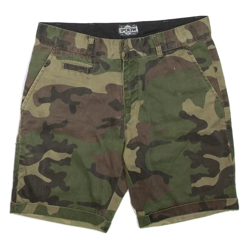 Mens Casual Shorts Green Camouflage M W32