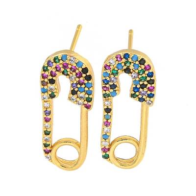 Rack Plating Brass Micro Pave Clear Cubic Zirconia Stud Earring