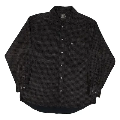 BIG STAR Mens Corduroy Shirt Black Crazy Pattern Long Sleeve M