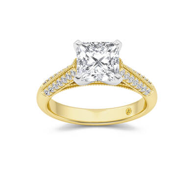 Storm Knife Edged Cathedral Princess Cut Lab Grown Diamond Engagement Ring | 18K Yellow Gold 3 1/3 CT. TW.