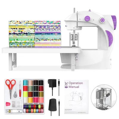 KPCB Tech Sewing Machine for Beginners [Full Set] with Finger Guard and Fabric Bundles - Mini Sewing Machine with Sewing Kits...