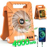 Solar Camping fans portable with LED light , Rechargeable, 4-Speed, Timer, Cordless, Hanging Hook for Outdoor, Travel, Hiking...