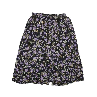 SAG HARBOR Midi Flare Skirt Black Floral Womens L