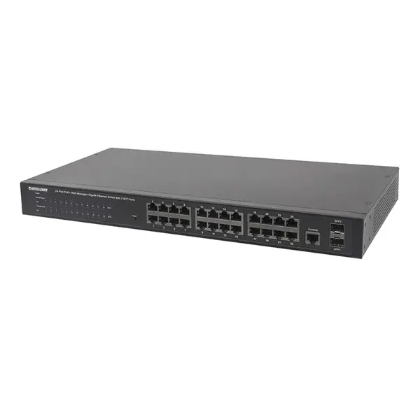 560559 Intellinet 24-Ports Gigabit Ethernet PoE+ Web-Managed Switch with 2 SFP Ports