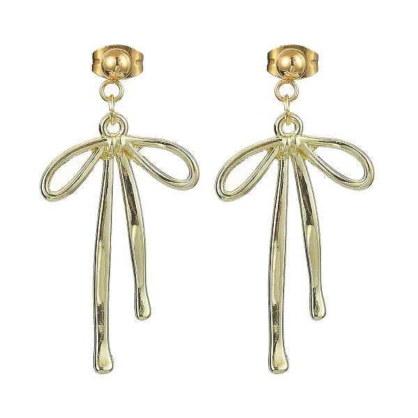 Alloy Bowknot Dangle Stud Earrings