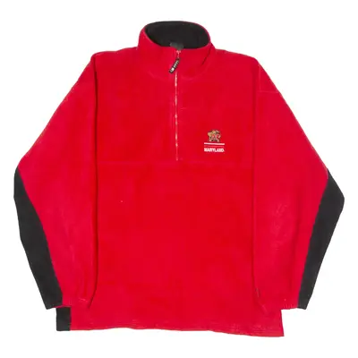 STARTER Maryland Terrapins Mens Fleece Jacket Red 90s USA Colourblock XL