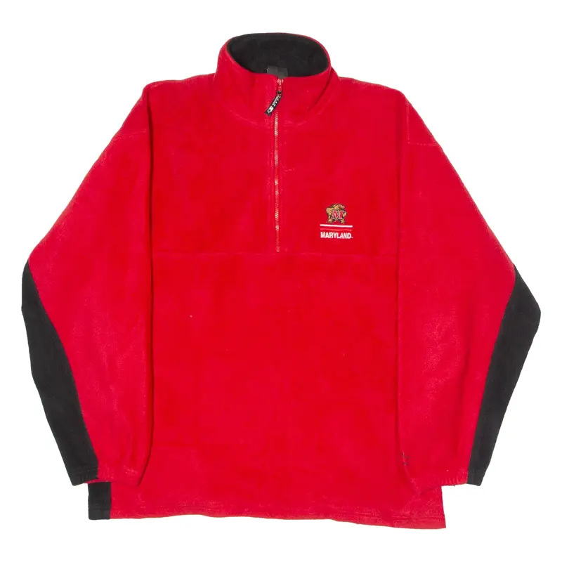 STARTER Maryland Terrapins Mens Fleece Jacket Red 90s USA Colourblock XL
