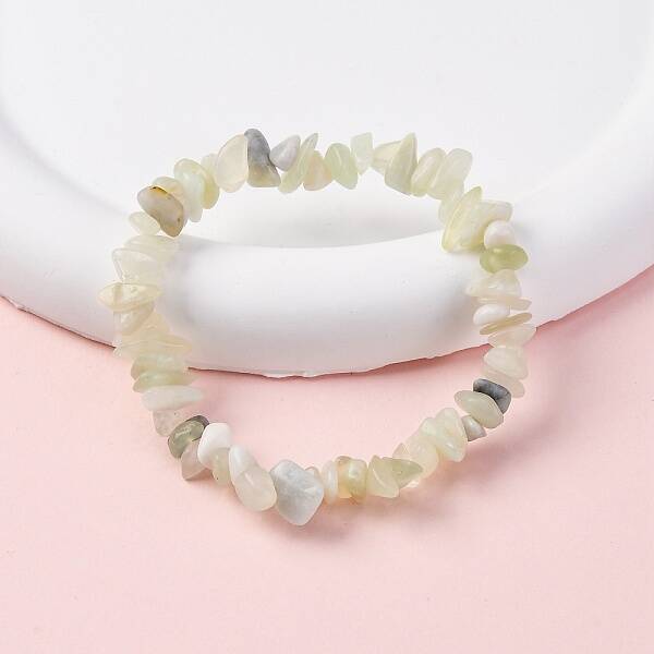 Unisex Chip Natural New Jade Beaded Stretch Bracelets