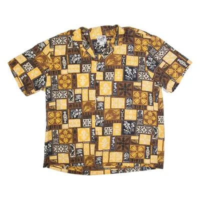 PARADISE STYLE Mens Hawaiian Shirt Brown 90s Floral XL
