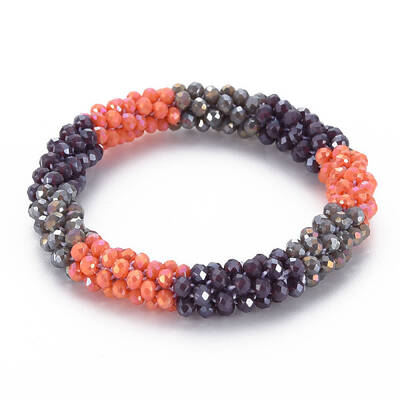 Crochet Glass Beads Braided Stretch Bracelet