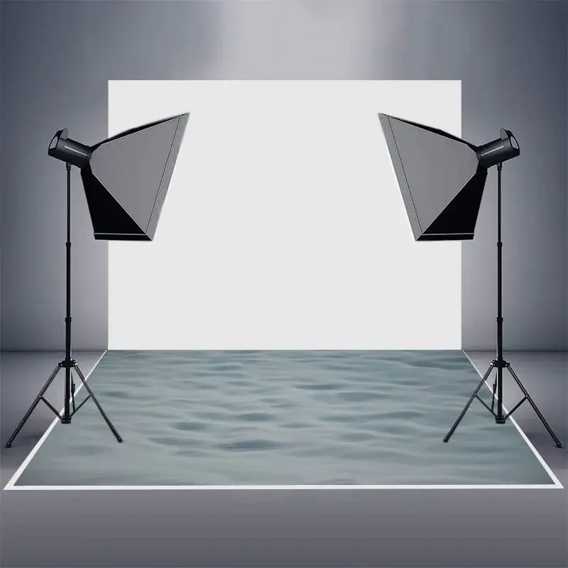 Light Grey Sea Wave Texture Photo Rubber Floor Mat - Aperturee