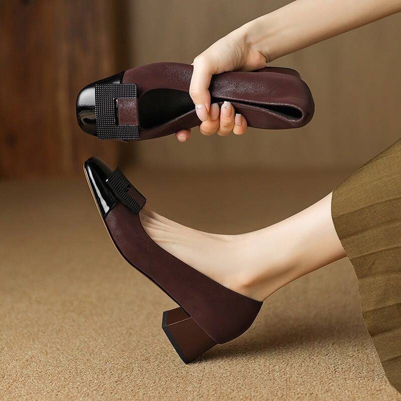 CHIKO Anakaren Square Toe Block Heels Pumps Shoes