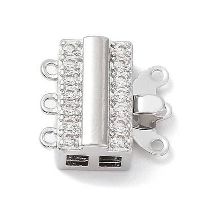 Brass Micro Pave Clear Cubic Zirconia Box Clasps
